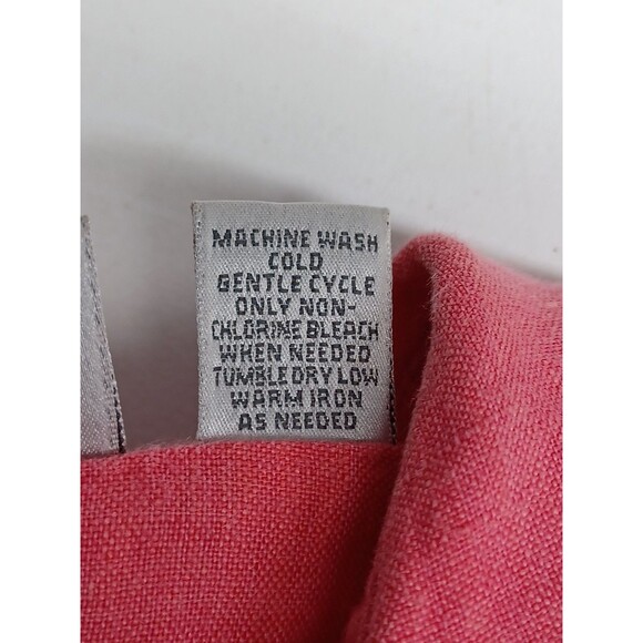 Chicos 100% Linen Button Up Top Tunic Sz 0 (Small) Red Roll Tab Sleeves - Picture 7 of 7